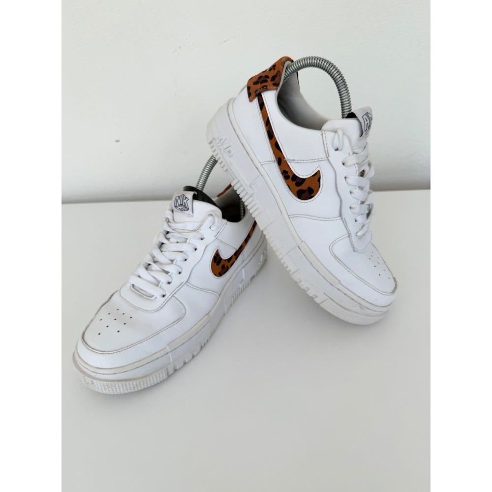 Nike Air Force 1 Pixel Leopard White Sneakers DH9632-101 Low Top Sz 8.5 Baddie - Picture 4 of 16